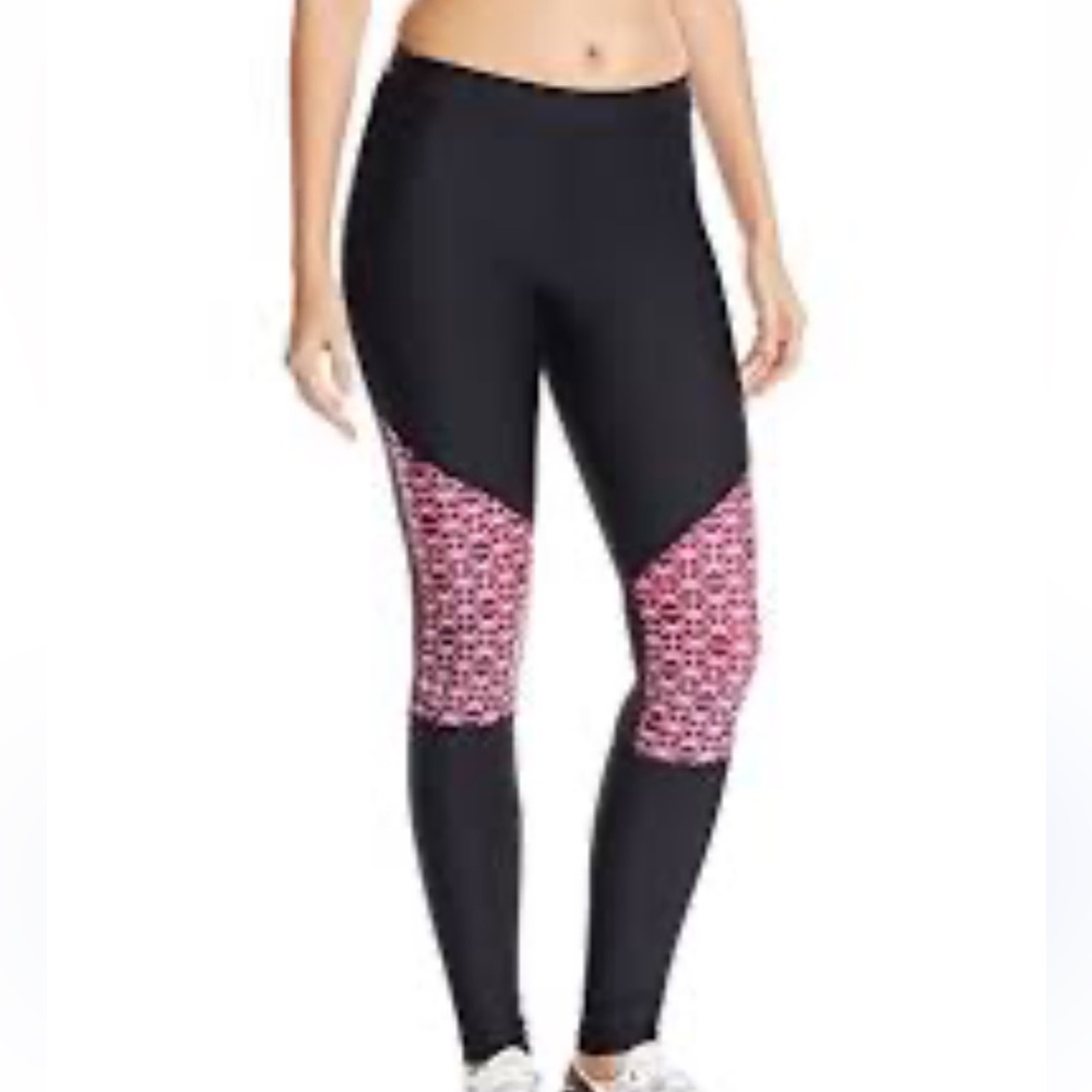 Under Armour Women's Print Inset, Black/Pink Punk legging size medium